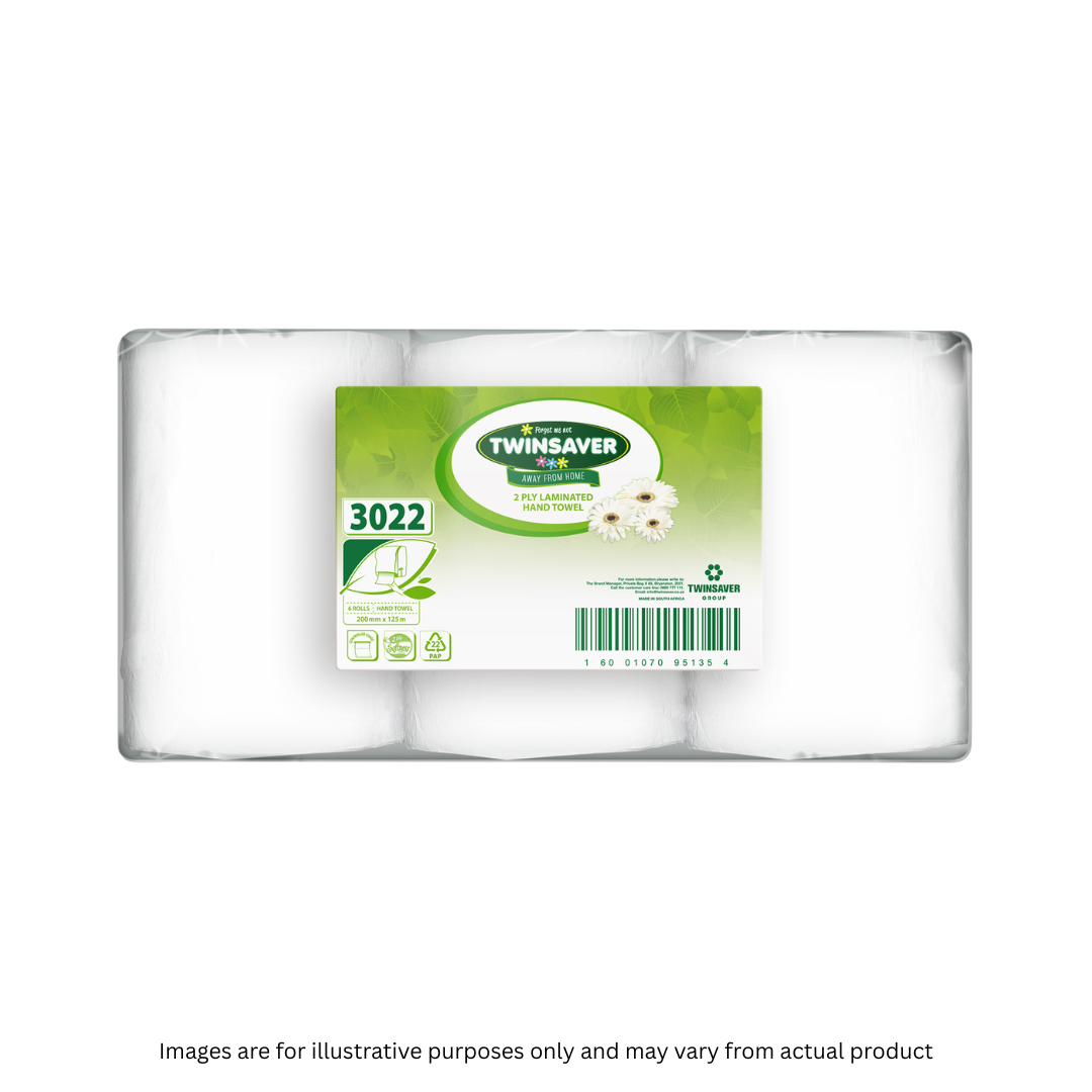 TWINSAVER | 2 PLY AUTOCUT LAMINATE REFLEX HAND TOWEL X 6 ROLLS | ITEM CODE: 3022