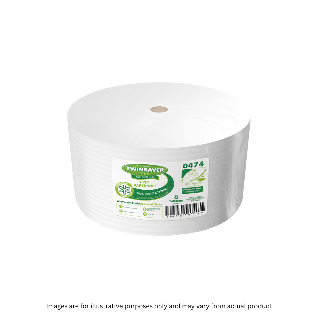 TWINSAVER | 1 PLY WIPER ROLL (ECONOMY) 210MM X 1500M | ITEM CODE: 474