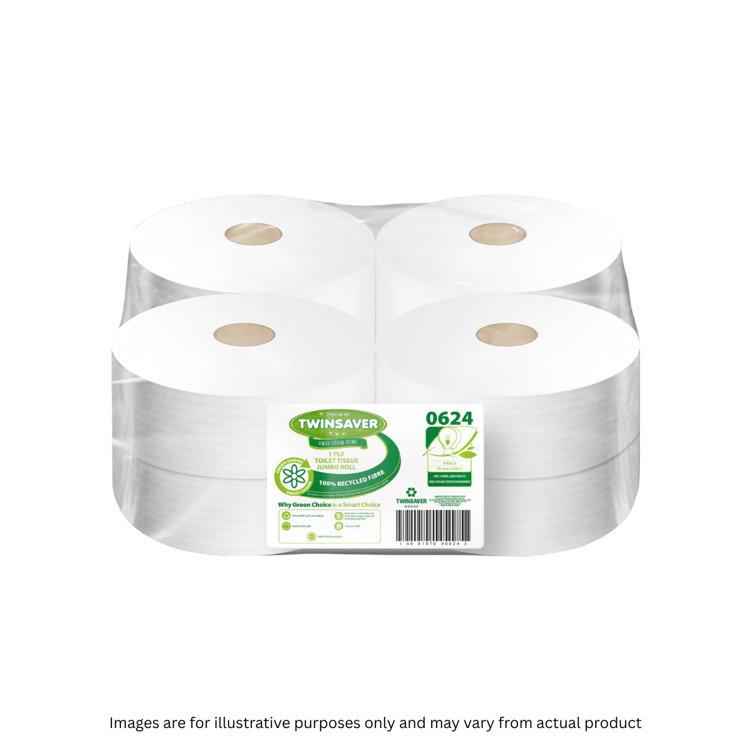 TWINSAVER | 1 PLY TOILET PAPER JUMBO X 8 ROLLS | ITEM CODE: 624