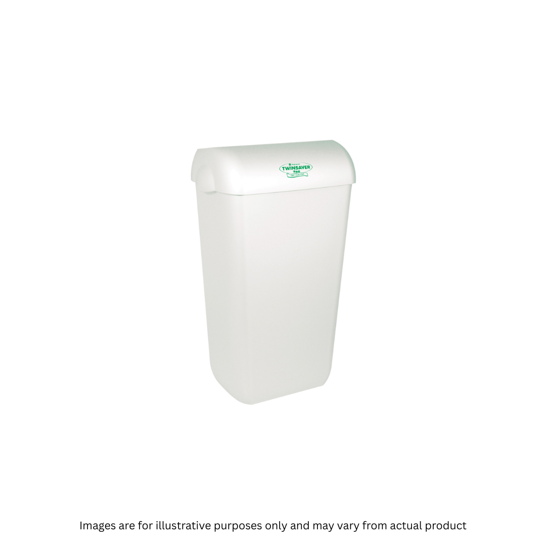 TWINSAVER | 23L WALL BIN WITH LID WHITE | ITEM CODE: 935