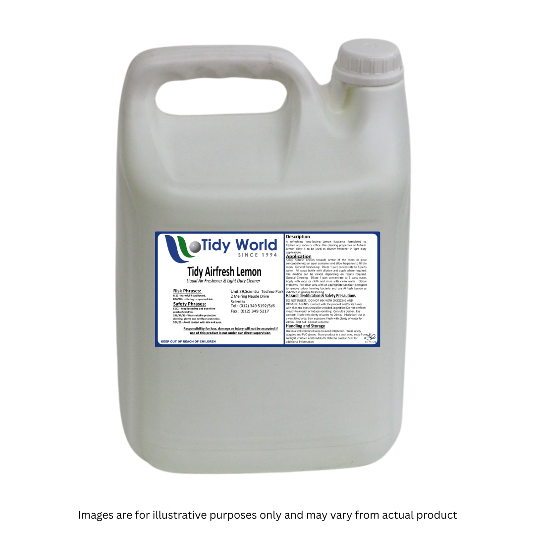 TIDY AIR LEMON | LIQUID AIR FRESHNER & LIGHT DUTY CLEANER-5L